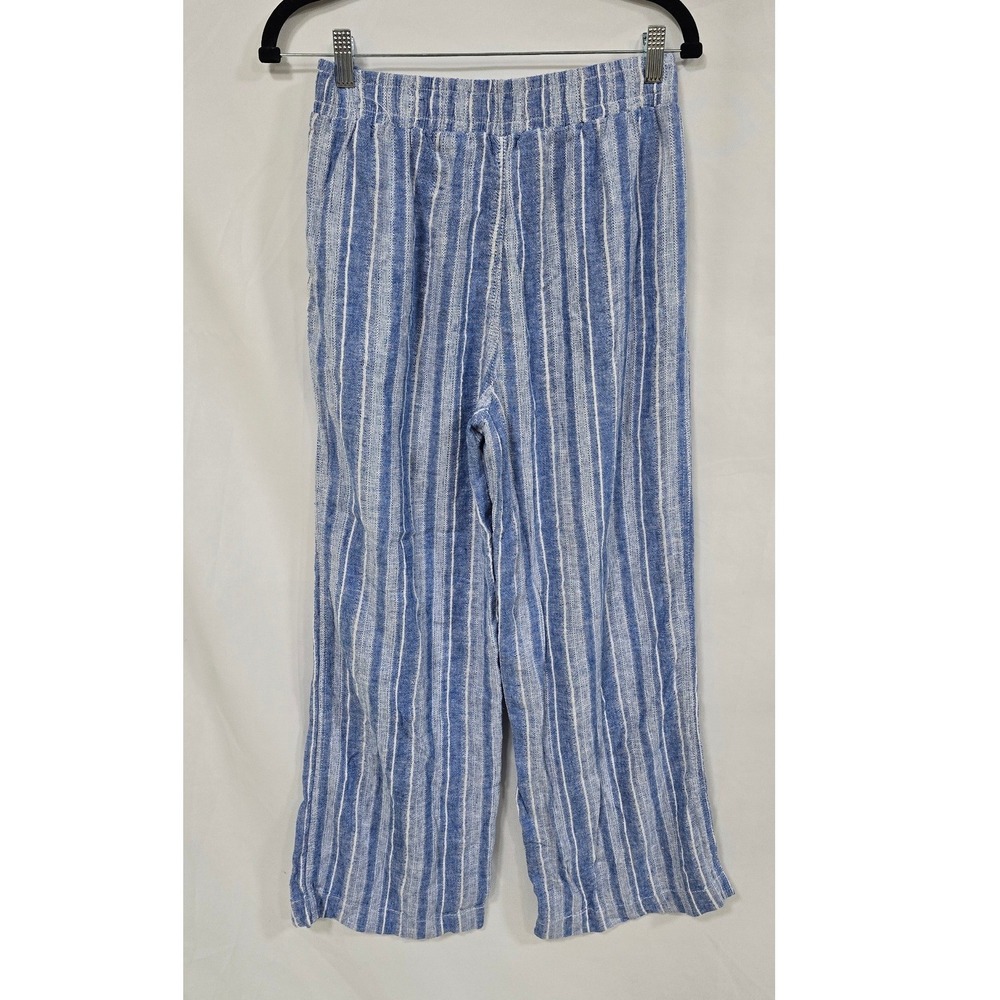 Briggs women M wide leg‎ pants linen blend stripped palazzo pants blue resort - Picture 7 of 8